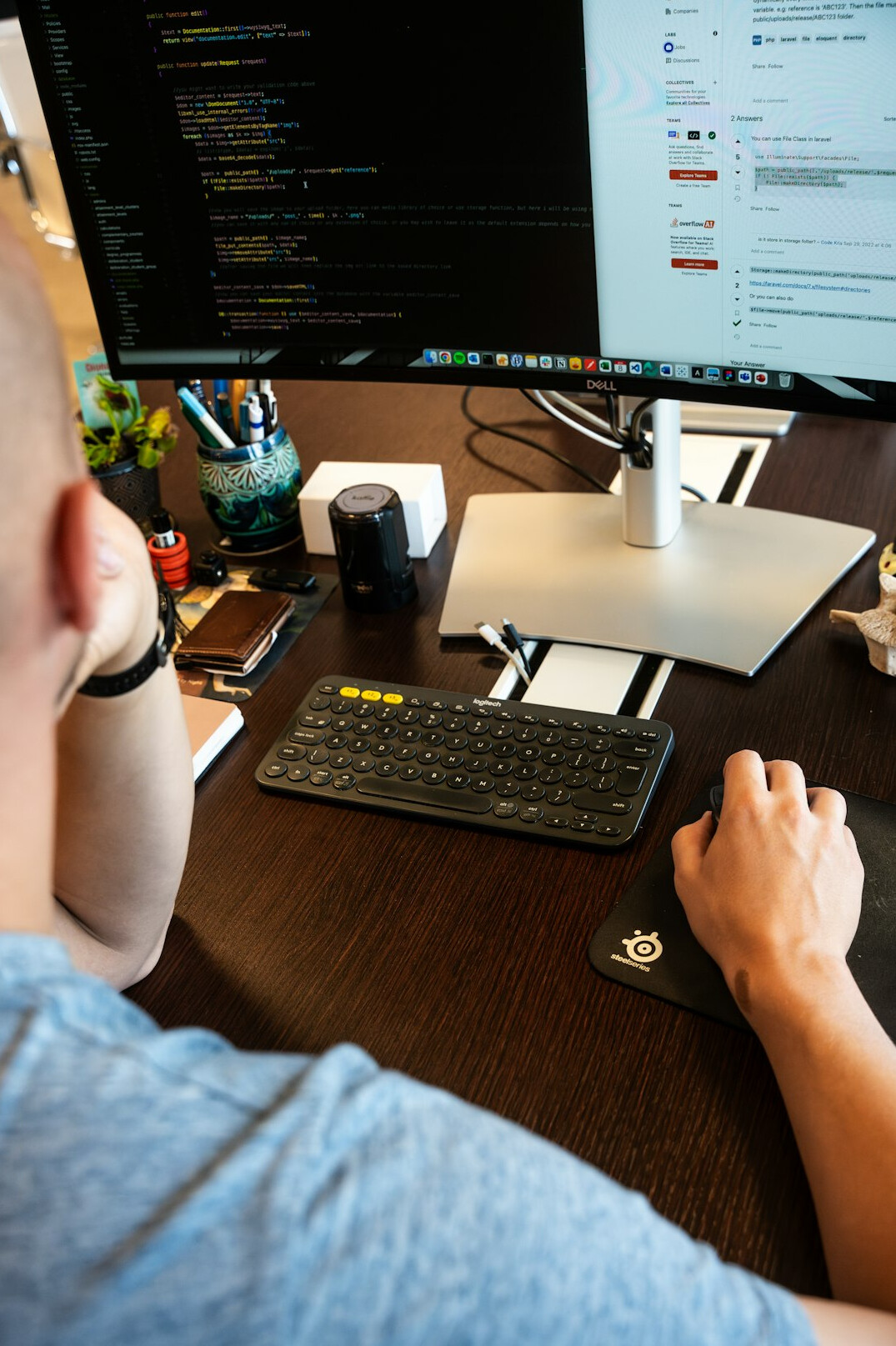 programmer coding at desk